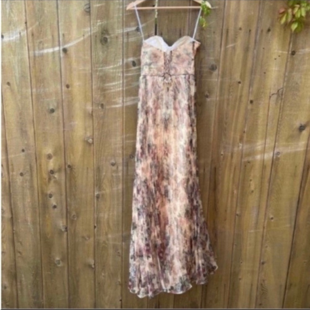 Ivory Floral Bustier Corset Organza Lace-Up Maxi Dress 🌿 - Picture 11 of 13